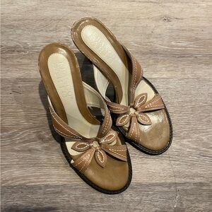 Vintage Franco Sarto Women's Tan and Brown Sandals